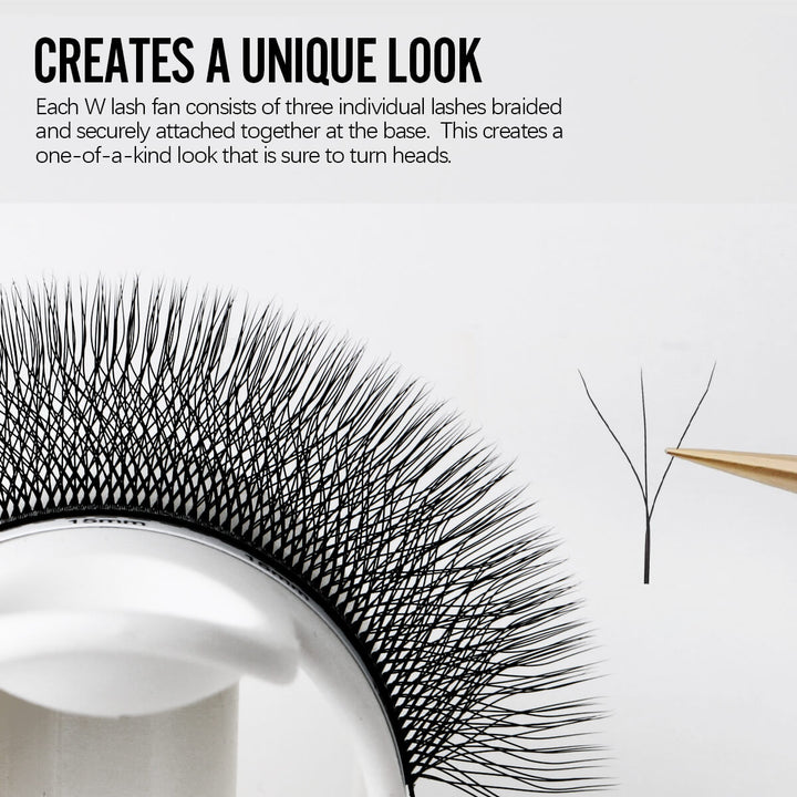 Unique eyelash extension design with three individual lashes braided at the base, creating a striking look.