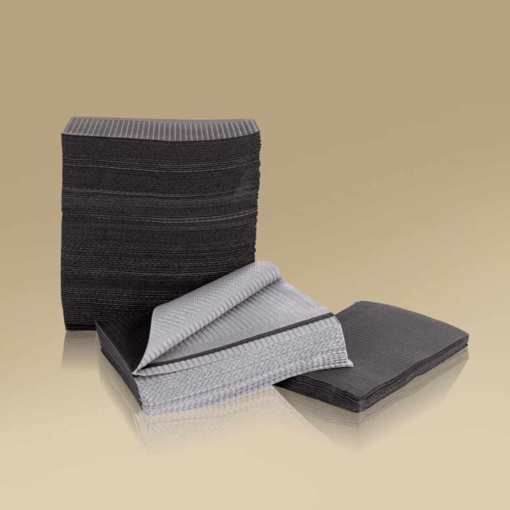 Disposable black and gray tattoo bibs, water absorbent table mats