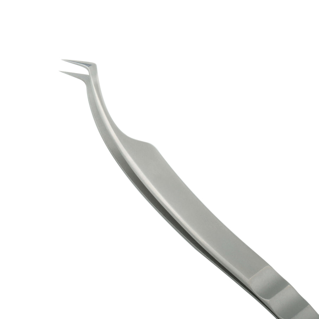 Angled tip stainless steel eyelash extension tweezers for volume fan 