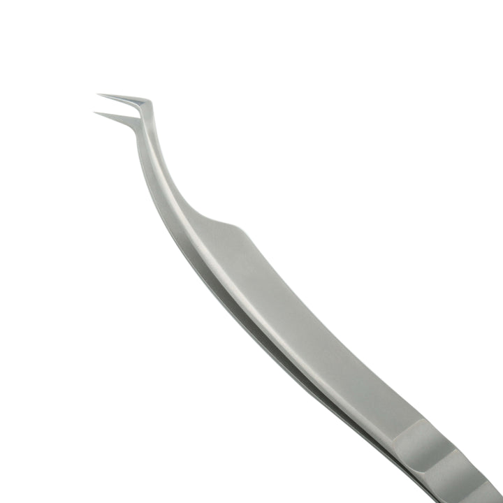 Angled tip stainless steel eyelash extension tweezers for volume fan 