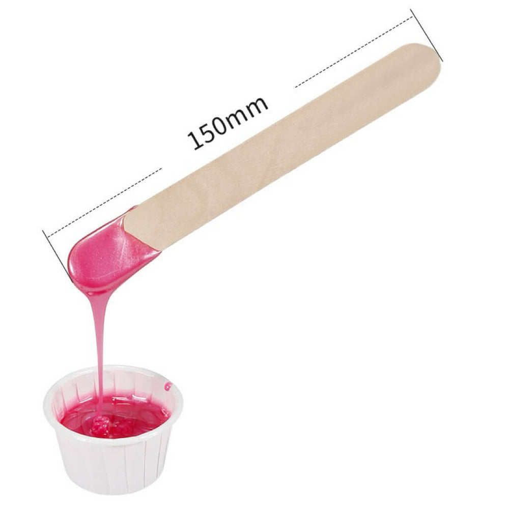 Wooden wax sticks for waxing, disposable spatulas for professional salon use.