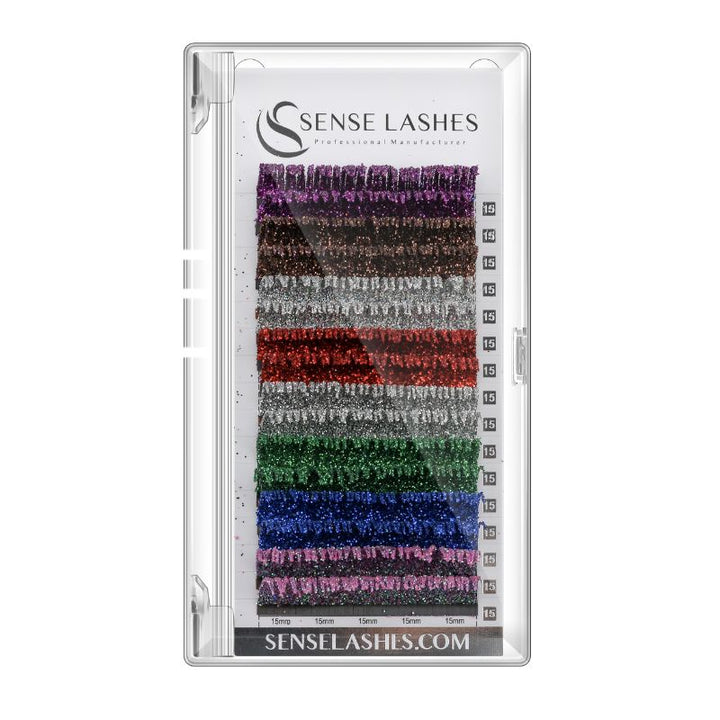 SENSELASHES 0.07MM Wispy Glitter Eyelash Extensions in multiple colors 