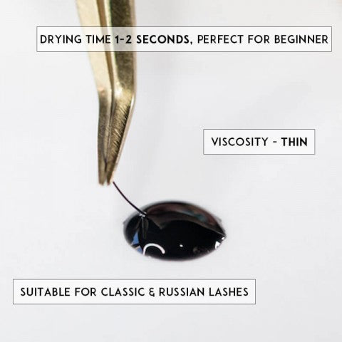 Eyelash extension glue with fast drying time and thin viscosity for classic and Russian lashes 