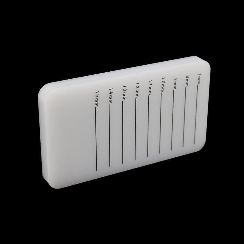 Eyelash extension lash palette with length markings for easy lash application 