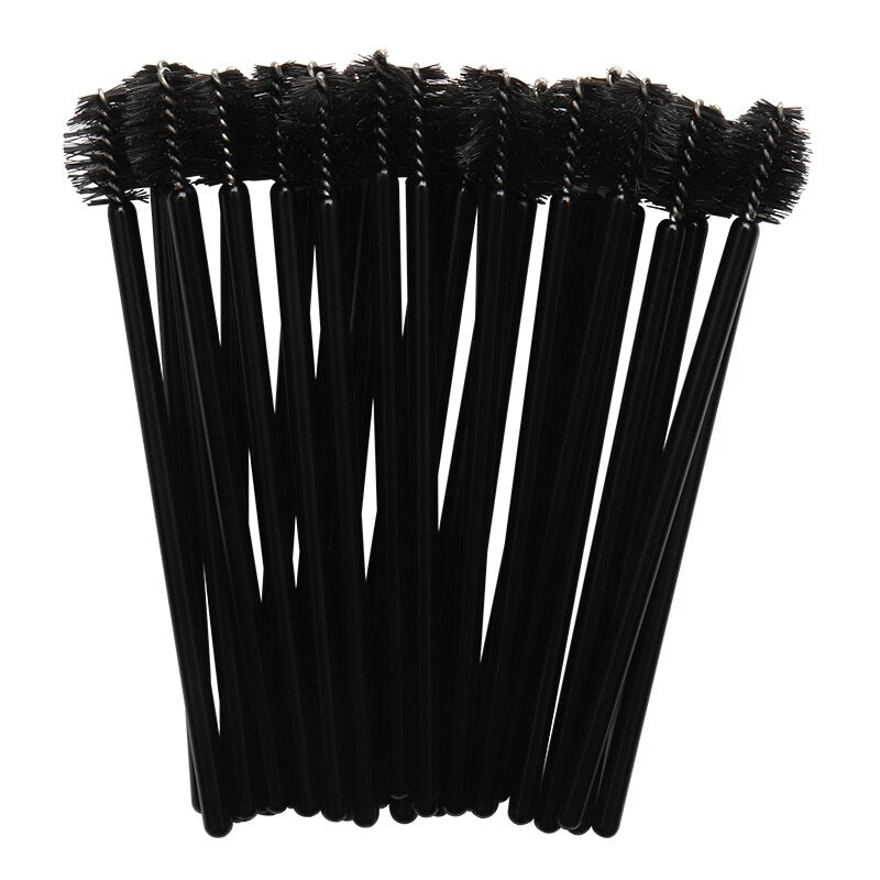 Black small head eyelash brushes, 50pcs pack 