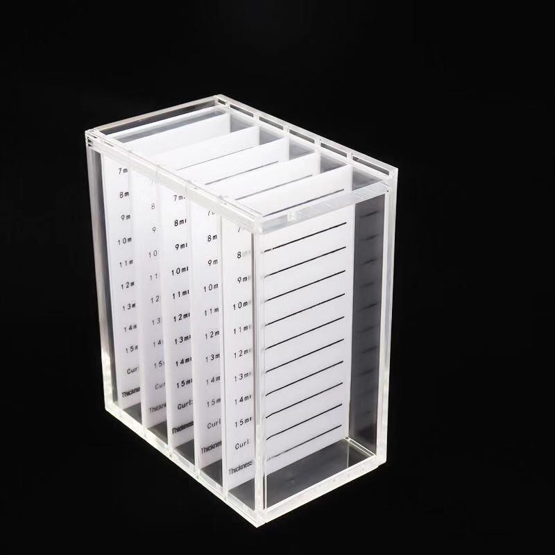 Eyelash extension storage box with measurements for professional use 