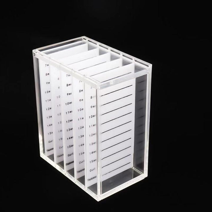 Eyelash extension storage box with measurements for professional use 