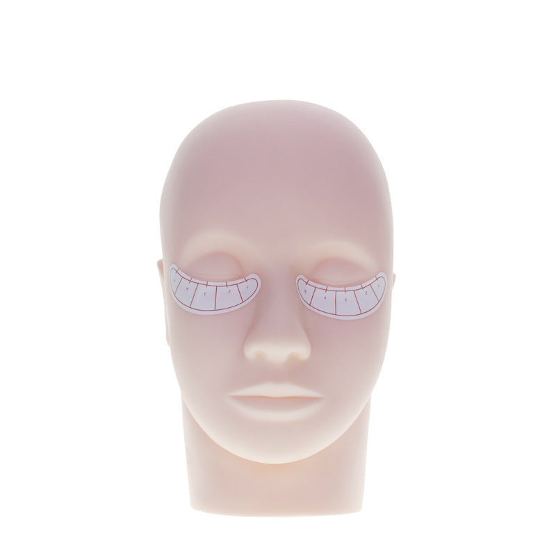 Lash mapping stickers on mannequin head, for professional lash artists 