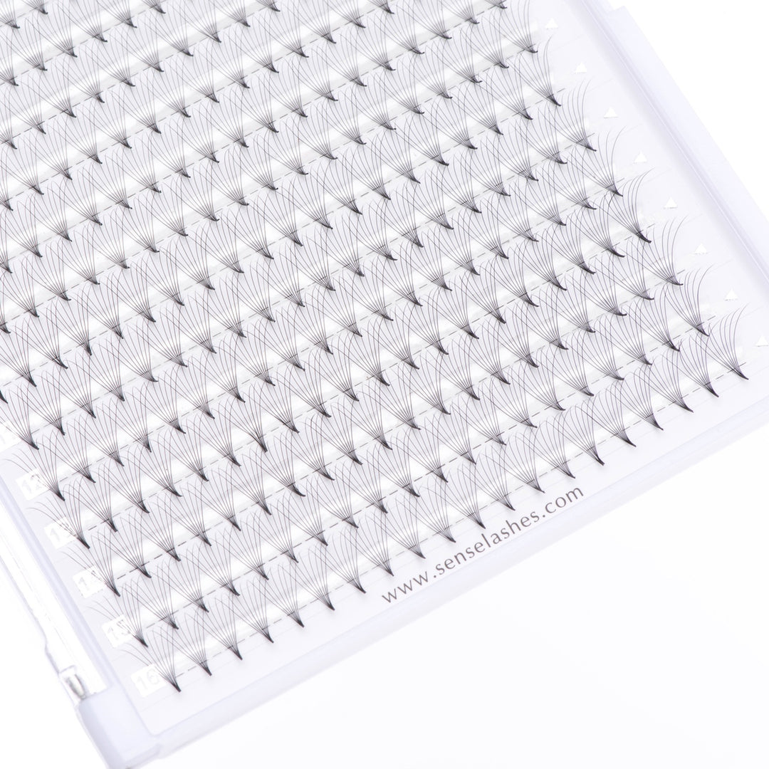 SENSELASHES premade volume fans in tray, eyelash extensions for professionals 