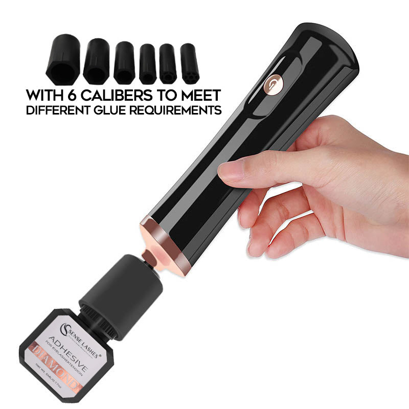 Electric eyelash glue shaker with 6 calibers. SENSELASHES eyelash extension supplies. 