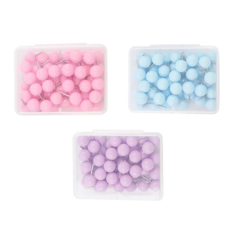 Pack of 50 glue pins in pink, blue, and purple cases to keep eyelash adhesive clog free