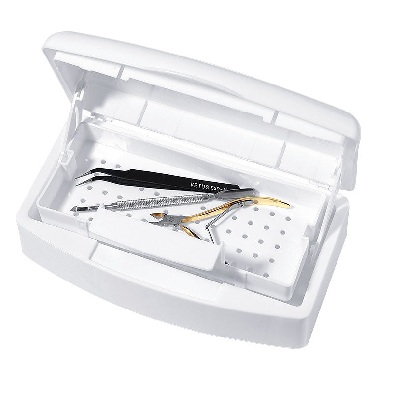 Lash tweezer sterilizer tray with tools inside 