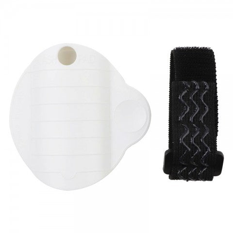 White eyelash extension wrist holder with black strap 