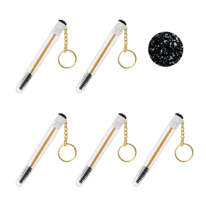 Eyelash mascara brush with tube and gold keychain 