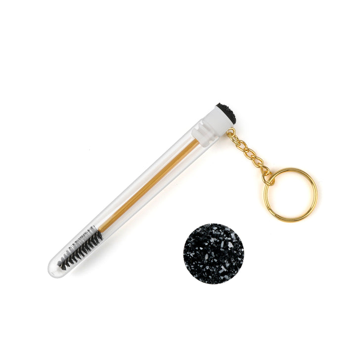Mascara brush with tube and gold keychain, eyelash accessories 