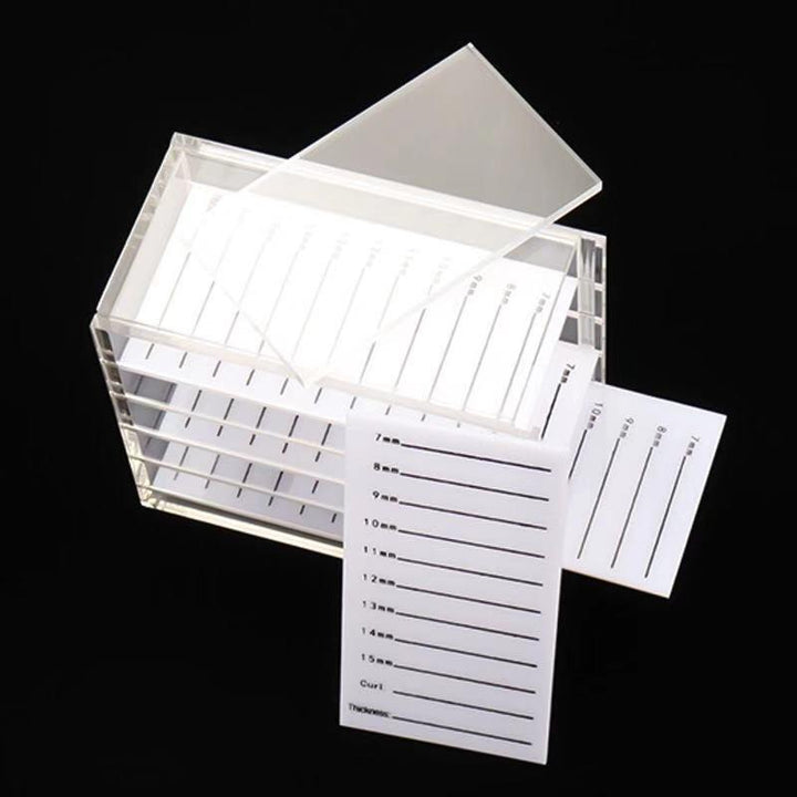 Eyelash extension storage box with measurements for professional use 