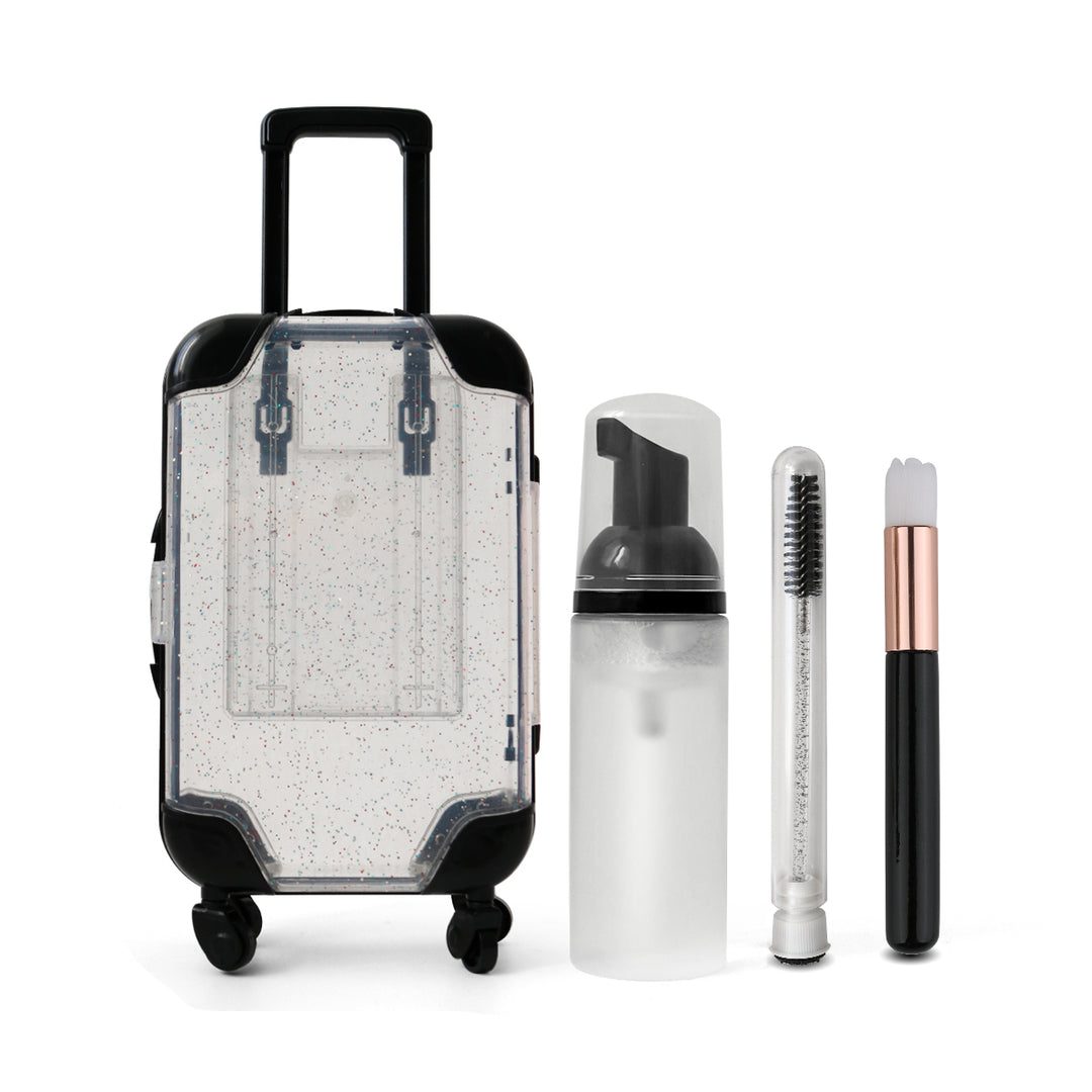 Eyelash Aftercare Kit - Lash Cleanser, Brushes, and Mini Suitcase 