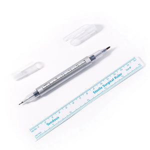 Marker pen for lash mapping, with a paper ruler for precision, ideal for eyebrow or lash extension applications.