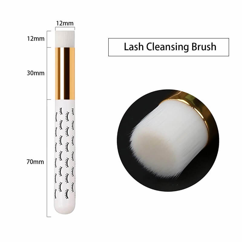 Lash cleansing brush with lash pattern handle and soft brush head 