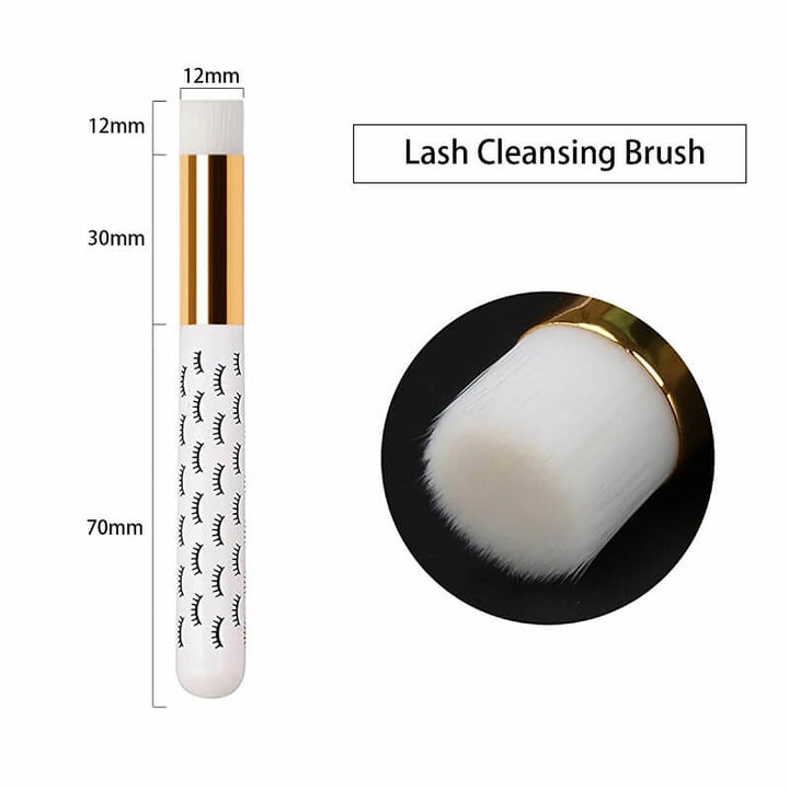Lash cleansing brush with lash pattern handle and soft brush head 