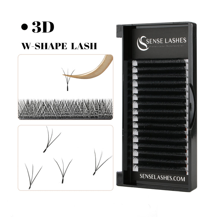 W Style 3D Premade Volume Fan Lashes - SENSELASHES